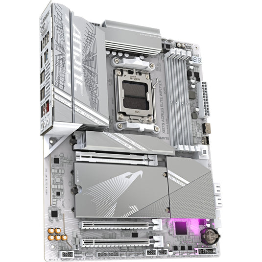 Gigabyte x870 aorus elite wifi7 ice socket am5 moederbord (zilver, raid, 2,5gb-lan, wi-fi 7, bt, sound, atx)