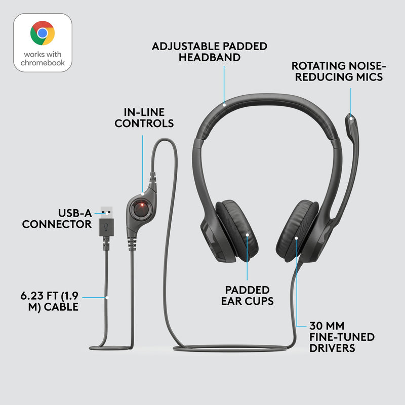 Afbeelding laden in galerijviewer, Logitech usb headset h390 on-ear (zwart, retail)
