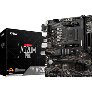 Msi a520m pro socket am4 moederbord (raid, gb-lan, sound, µatx)