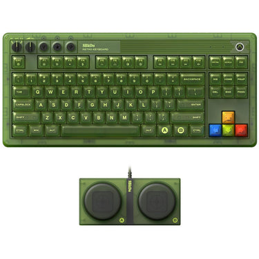 8bitdo retro 87 mechanical keyboard - xbox edition (groen, us lay-out (qwerty), kailh box jellyfish x, 80% (tkl), abs keycaps, bluetooth 5.0, wireless 2.4g, usb)