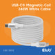 Club 3d usb-c magnetic-coil 240w pd3.1 white cable, 2 meter kabel (wit)