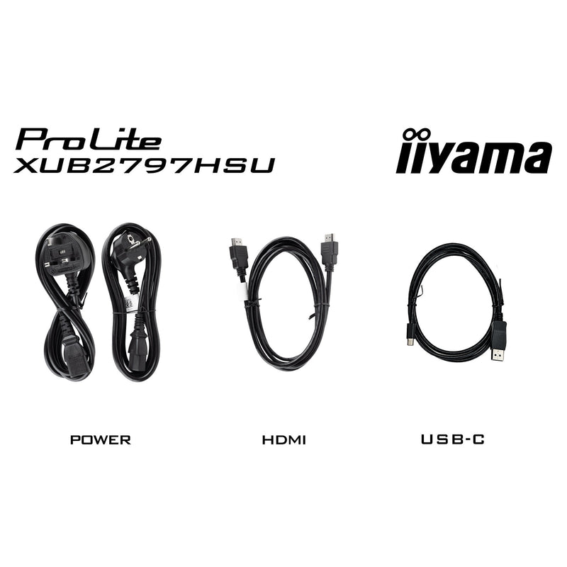Load image into Gallery viewer, Iiyama prolite xub2797hsu-w2 27 monitor (wit, hdmi, displayport, 2x usb-a, usb-b)

