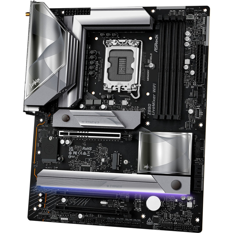 Load image into Gallery viewer, Asrock z890 livemixer wifi socket 1851 moederbord (zwart, raid, 2.5 gb-lan, wi-fi 7, bt, sound, atx)
