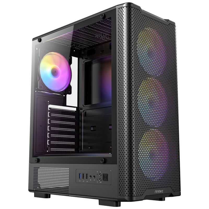Load image into Gallery viewer, Antec vx310 argb midi tower behuizing (zwart | 3x usb-a | tempered glass)
