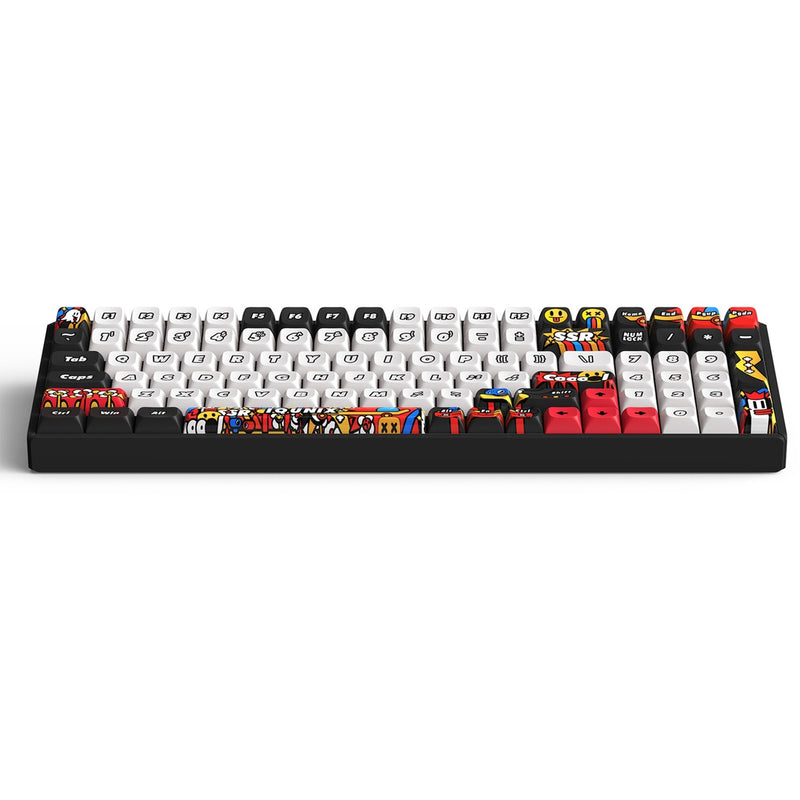Load image into Gallery viewer, Iqunix f97 graffiti diary wireless mechanical keyboard (zwart, us lay-out (qwerty), cherry mx red, 96%, rgb leds, hot-swappable, pbt, 2.4ghz | bluetooth 5.1 | usb-c)
