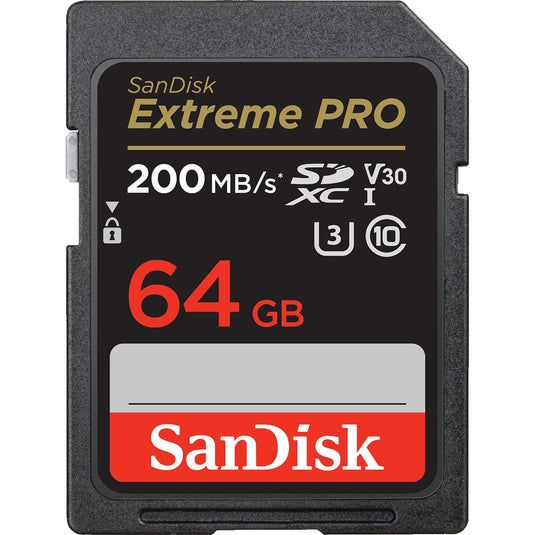 Sandisk extreme pro 64 gb sdxc geheugenkaart (zwart, uhs-i, class 10, u3, v30)