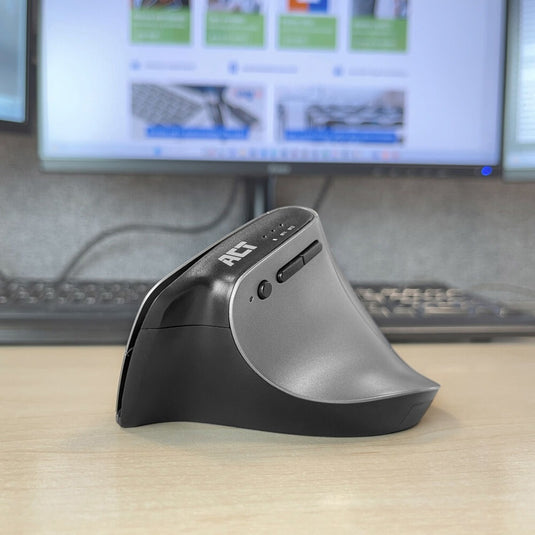 Act connectivity draadloze ergonomische muis met bluetooth en usb-c usb-a (zilver zwart, 1000 - 2400 dpi)