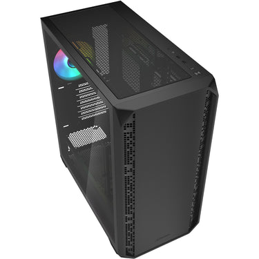 Sharkoon ak2 rgb midi tower behuizing (zwart | 2x usb-a | 1x usb-c | rgb | tempered glass)