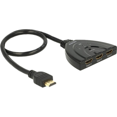 Delock 3 x hdmi in > 1 x hdmi out hdmi switch (zwart, 50 centimeter, 4k)