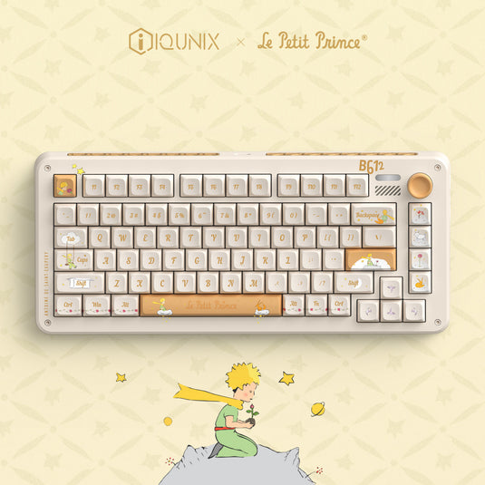 Iqunix zx75 sunset ponder wireless mechanical keyboard (lichtgeel, us lay-out (qwerty), gateron red, 75%, rgb leds, hot-swappable, double-shot pbt, 2.4ghz | bluetooth 5.1 | usb-c)