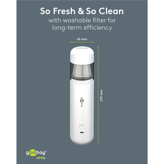 Goobay cordless mini vacuum cleaner advanced handstofzuiger (wit)