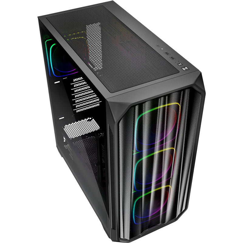 Load image into Gallery viewer, Sharkoon ak5m rgb midi tower behuizing (zwart | 2x usb-a | 1x usb-c | rgb | tempered glass)
