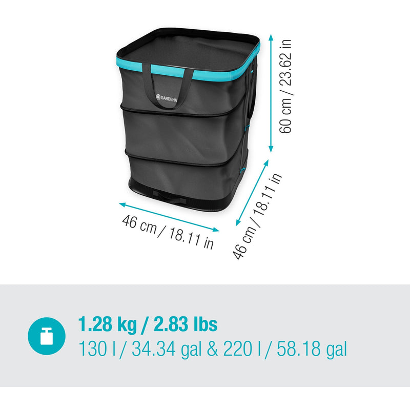 Load image into Gallery viewer, Gardena tuinafvalzak pop-up rechthoekig, maat m (zwart turquoise, tot 130 liter)
