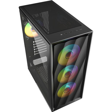 Sharkoon vk4 argb midi tower behuizing (zwart | 2x usb-a | rgb | tempered glass)