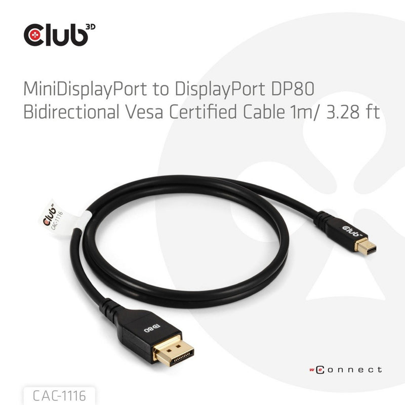Chargez l'image dans la visionneuse de la galerie, Club 3d minidisplayport naar displayport dp80 bidirectioneel adapter (zwart, 1 meter, vesa-gecertificeerd)
