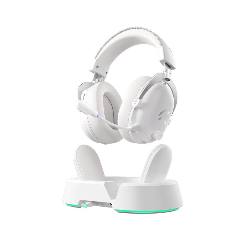 Chargez l'image dans la visionneuse de la galerie, Mchose v9 turbo+ magnetic wireless over-ear gaming headset (wit zilver, nintendo switch, playstation 4, playstation 5, mobiel, pc, 2.4g bluetooth usb)
