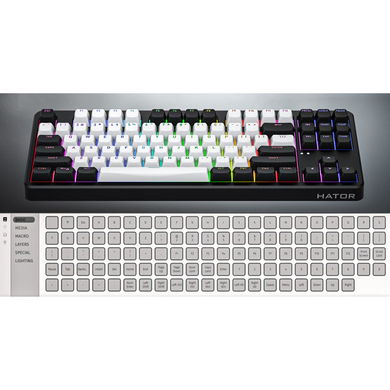 Chargez l'image dans la visionneuse de la galerie, Hator rockfall 3 tkl wireless rgb mechanisch gaming toetsenbord (wit, us lay-out (qwerty), hator aurum orange, 80% (tkl), rgb, pbt keycaps, hotswap, 2.4 ghz bluetooth usb-c)
