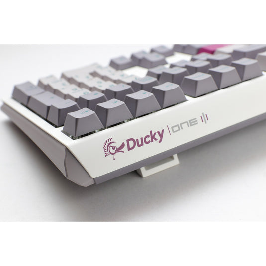Ducky one 3 mist grey, toetsenbord (lichtgrijs, us lay-out, cherry mx red, rgb led, double-shot pbt, hot-swappable, quack mechanics)