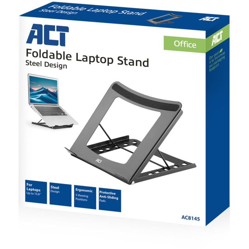 Load image into Gallery viewer, Act connectivity laptopstandaard, inklapbaar, hoogte verstelbaar in 5 standen (zwart)
