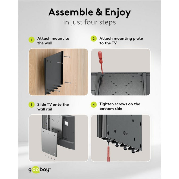 Load image into Gallery viewer, Goobay tv wall mount caravan fixed (s), 13 to 27 inch wandmontage (zwart)
