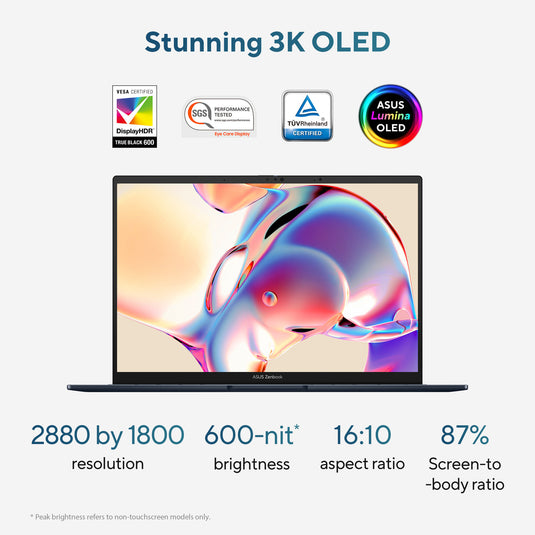 Asus zenbook 14 oled ux3405ca-qd012w 14 laptop (blauw | core ultra 7 255h | arc 140t | 32 gb | 1 tb ssd)