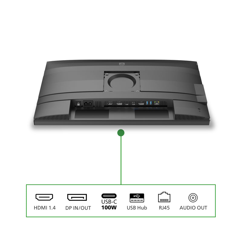 Cargue la imagen en el visor de la galería, Philips 24b2g5301 23.8 monitor (zilver zwart, vga, hdmi, displayport, usb-c, lan, audio, 100 hz)
