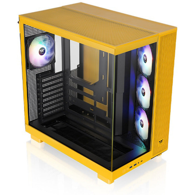 Load image into Gallery viewer, Thermaltake view 380 xl tg argb bumblebee midi tower behuizing (donkergeel | 2x usb-a | 1x usb-c | rgb | window)
