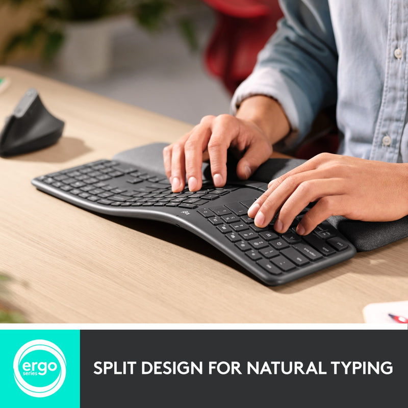 Afbeelding laden in galerijviewer, Logitech k860 ergo keyboard (zwart, 100%, bluetooth, us international iso)
