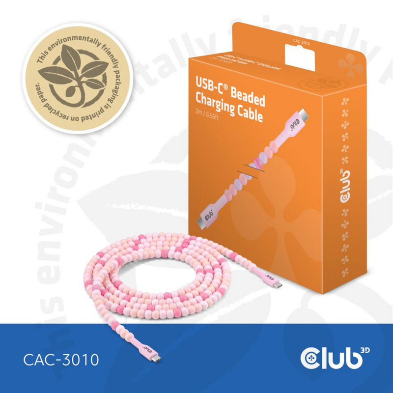 Laden Sie das Bild in Galerie -Viewer, Club 3d usb-c beaded cable pink, 2 meter kabel (roze)

