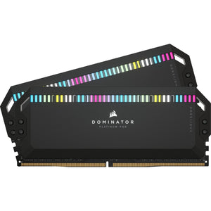 Corsair dominator platinum rgb 64 gb ddr5-5200 (2x 32 gb) werkgeheugen (zwart, cmt64gx5m2b5200c40, xmp 3.0)