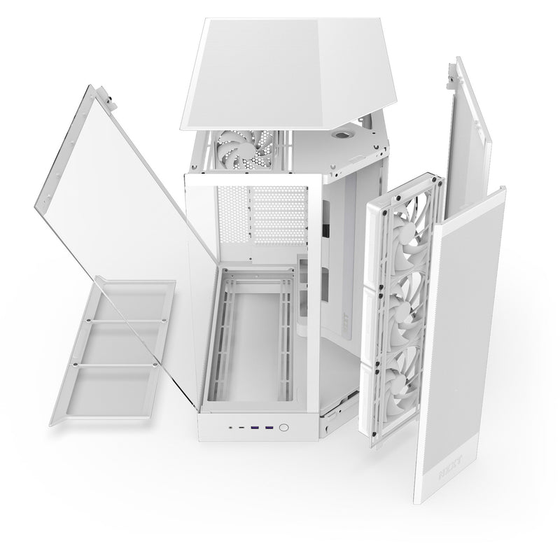 Load image into Gallery viewer, Nzxt h9 flow midi tower behuizing (wit (mat) | 2x usb-a | 1x usb-c | tempered glass)
