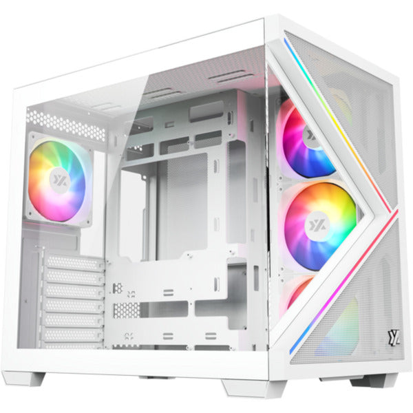 Afbeelding laden in galerijviewer, Xyz pc gear qubex midi tower behuizing (wit | 2x usb-a | 1x usb-c | tempered glass)
