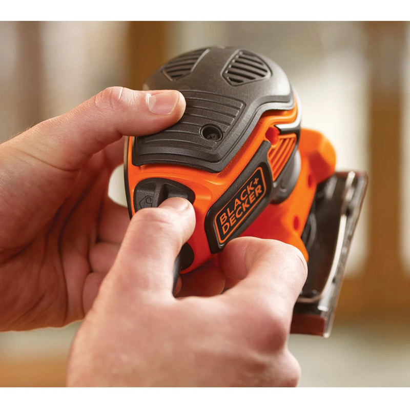 Load image into Gallery viewer, Black+decker 220w 1 4 vel schuurmachine met handpalmschakelaar ka450-qs vlakschuurmachine (oranje zwart)

