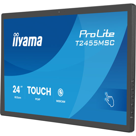 Iiyama prolite t2455msc-b2 23.8 touchscreen monitor (zwart, 120 hz, hdmi, displayport, audio, usb, webcam, touch)