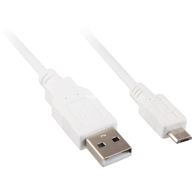 Sharkoon usb-a 2.0 > micro usb-b kabel (wit, 1 meter)