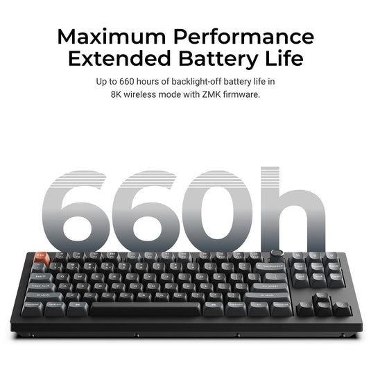 Keychron v3 ultra 8k wireless custom mechanical keyboard (zwart, us lay-out (qwerty), silk pom banana, 80% (tkl) , rgb, hot swap, 2.4 ghz | bluetooth 5.3 | usb-c)
