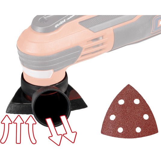 Einhell te-mg 350 eq multitool multifunctioneel gereedschap (rood zwart, incl. koffer, invalzaagblad en schuurpapier)