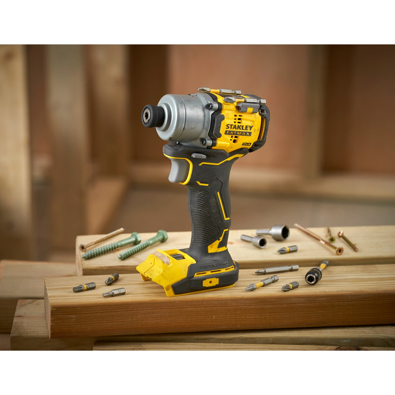 Load image into Gallery viewer, Stanley fatmax v20 18v borstelloze slagschroevendraaier (geel zwart, accu en oplader niet inbegrepen)
