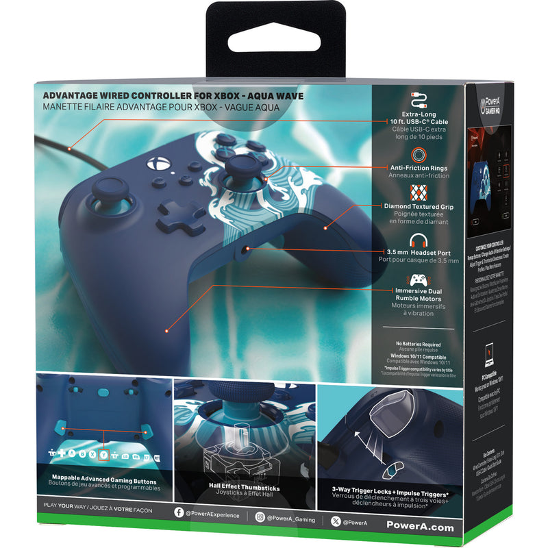 Afbeelding laden in galerijviewer, Powera advantage controller met kabel voor de xbox series x|s - watergolf (azuurblauw, xbox series x|s, xbox one, pc)
