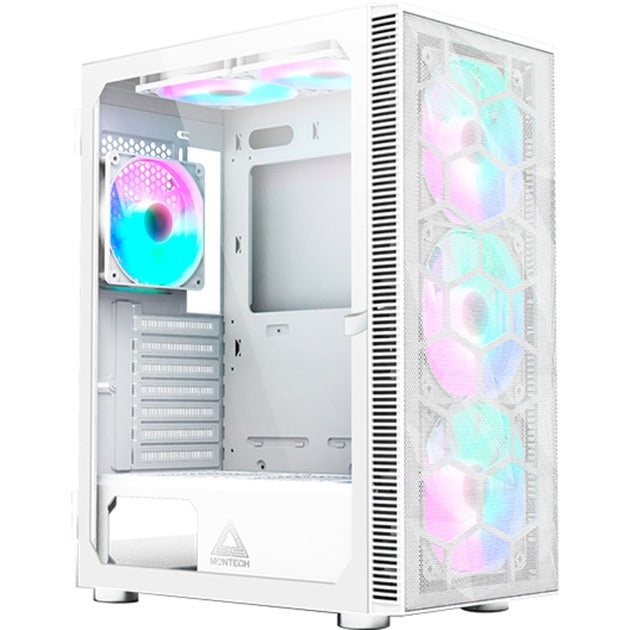 Load image into Gallery viewer, Montech x3 mesh midi tower behuizing (wit | 3x usb-a | rgb | tempered glass)
