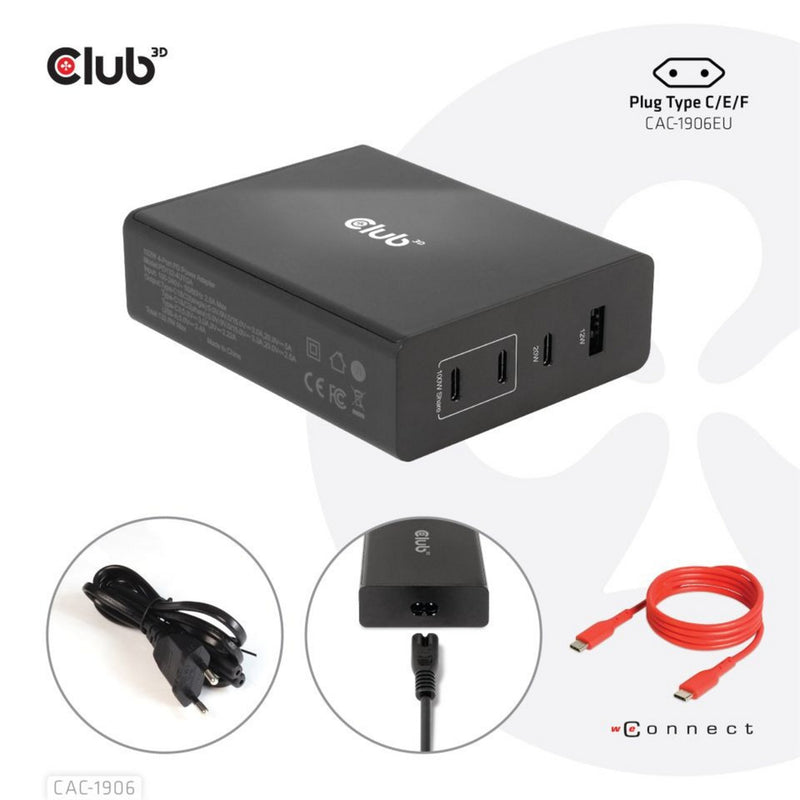 Load image into Gallery viewer, Club 3d travel charger 132w gan technology, four port usb type-a and -c (zwart, power delivery(pd) 3.0)
