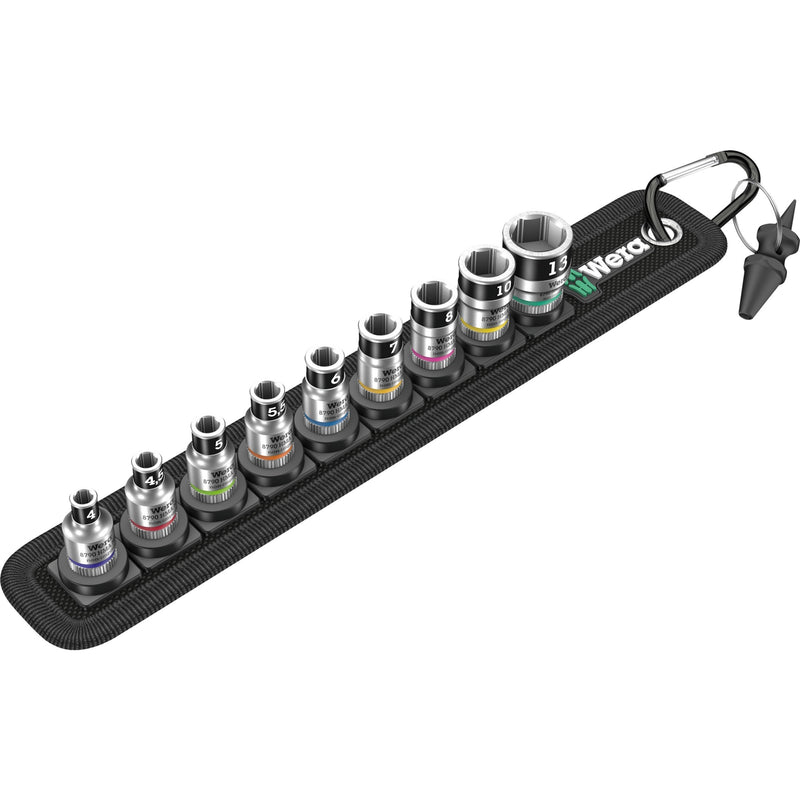 Load image into Gallery viewer, Wera belt a 1 zyklop doppen set dopsleutel (zwart, 10-delig, met vasthoudfunctie, met 1 4 -aandrijving)
