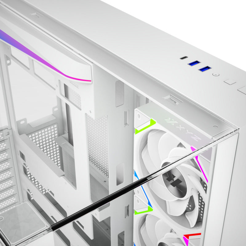 ギャラリービューアに画像をロードする, Xyz pc gear tesseract a-rgb midi tower behuizing (wit | 2x usb-a | 1x usb-c | rgb | tempered glass)
