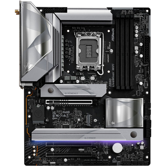 Asrock z890 livemixer wifi socket 1851 moederbord (zwart, raid, 2.5 gb-lan, wi-fi 7, bt, sound, atx)