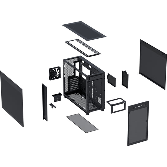 Asus prime ap303 - mesh panel midi tower behuizing (zwart | 2x usb-a | 1x usb-c)
