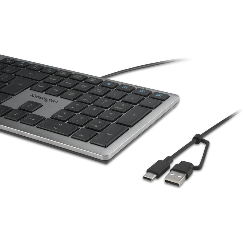 Afbeelding laden in galerijviewer, Kensington kb515 eq usb-c usb-a wired keyboard (grijs, us-international lay-out (qwerty), scissor switches, 100%)
