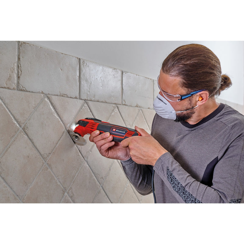 Load image into Gallery viewer, Einhell te-mg 350 eq multitool multifunctioneel gereedschap (rood zwart, incl. koffer, invalzaagblad en schuurpapier)
