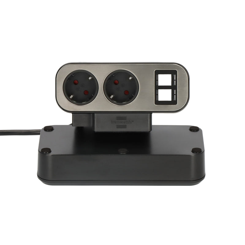 Load image into Gallery viewer, Brennenstuhl estilo duplex stekkerdoos met schakelaar stekkerdoos (zwart zilver, 2x sleuf voor keystone modules)
