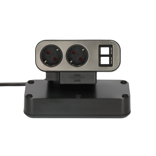 Brennenstuhl estilo duplex stekkerdoos met schakelaar stekkerdoos (zwart zilver, 2x sleuf voor keystone modules)