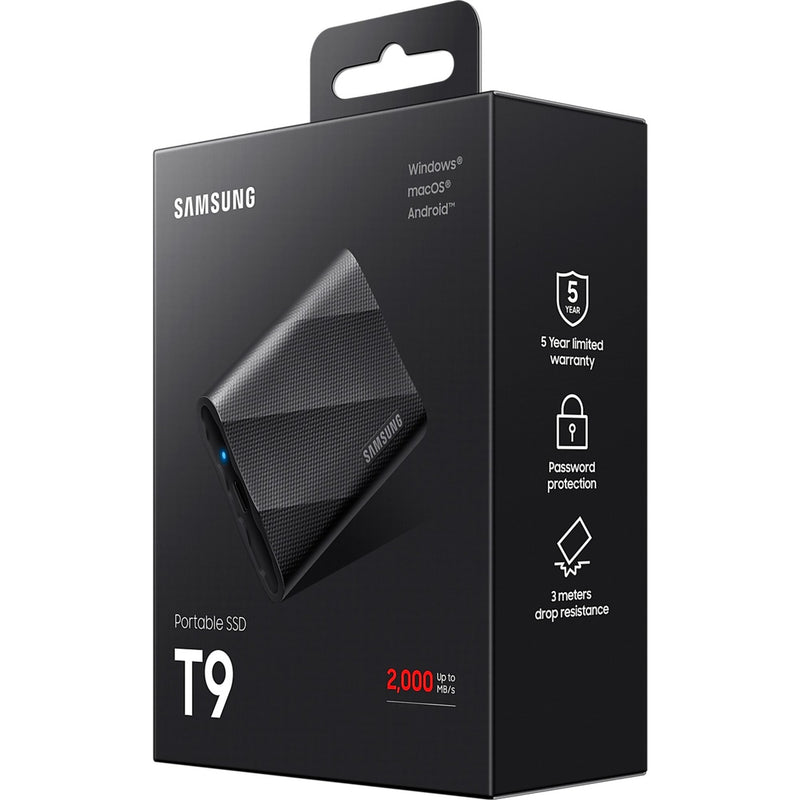 Load image into Gallery viewer, Samsung portable t9 2 tb externe ssd (zwart, mu-pg2t0b eu, usb-c 3.2 (20 gbit s))
